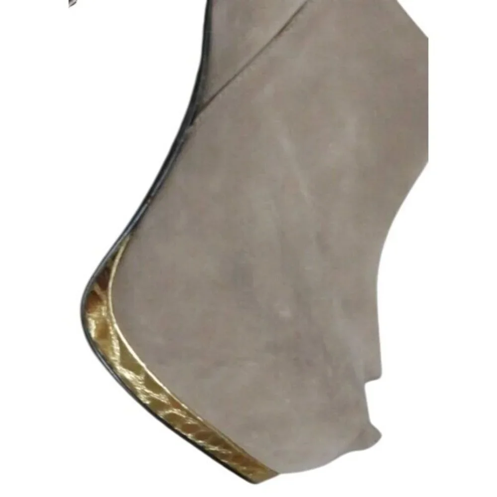 Circus by Sam Edelman Taylor platform suede bootie metallic gold trim & heel